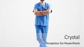  Presentation with light blue - Presentation design consisting of full length portrait of smiley background and a white colored foreground