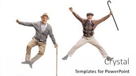  Presentation with elderly - PPT theme consisting of full-length-portrait-of-two background and a white colored foreground