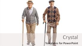  Presentation with elderly - Slide deck with full-length-portrait-of-two background and a light gray colored foreground