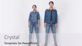  Presentation with jeans denim - Colorful slide deck enhanced with full-length-portrait-of-young backdrop and a white colored foreground