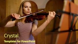  Presentation with female - PPT theme having full-length-portrait-of-young background and a tawny brown colored foreground