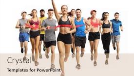  Presentation with marathon running race - Amazing PPT layouts having full-length-portrait-shot backdrop and a coral colored foreground