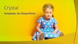  Presentation with kids fashion - Presentation theme enhanced with full length portrait of a positive young pretty girl summer bright fashion for kids background and a light gray colored foreground