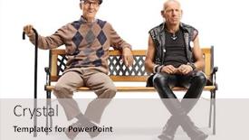  Presentation with man sitting bench - Colorful presentation theme enhanced with full-length-portrait backdrop and a light gray colored foreground