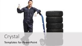  Presentation with tires - Cool new PPT layouts with full-length-portrait backdrop and a light gray colored foreground