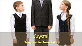  Presentation with children books - Cool new slide set with full-length portrait of little boy standing at pile of books among other children isolated on white concept of competition and promotion backdrop and a tawny brown colored foreground