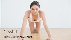  Presentation with sporty - Amazing presentation theme having full length portrait of a sporty young woman doing push ups in fitness studio backdrop and a lemonade colored foreground