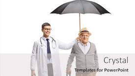  Presentation with full length portrait two men women brown sweater - Beautiful PPT theme featuring full-length-portrait backdrop and a light gray colored foreground