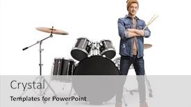  Presentation with drum - Amazing PPT layouts having full-length-portrait backdrop and a light gray colored foreground