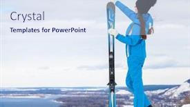  Presentation with ski - Amazing PPT theme having full-length-portrait backdrop and a sky blue colored foreground
