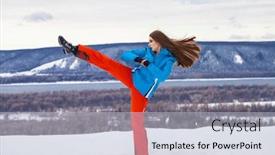  Presentation with ski - Cool new PPT layouts with full-length-portrait backdrop and a light blue colored foreground