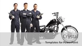  Presentation with motorbike - PPT theme enhanced with full-length-portrait background and a light gray colored foreground