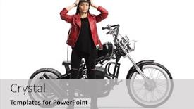  Presentation with motorbike - Colorful slides enhanced with full-length-portrait backdrop and a light gray colored foreground