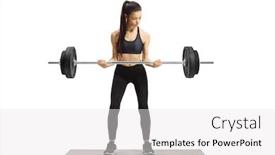  Presentation with lifting weights - Slide set consisting of full-length-portrait background and a white colored foreground