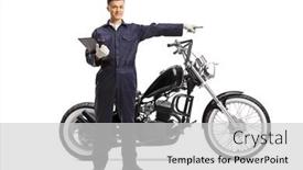  Presentation with motorbike - Amazing presentation theme having full-length-portrait backdrop and a light gray colored foreground