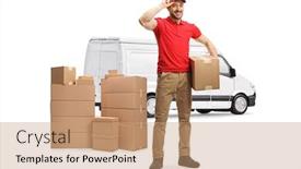  Presentation with delivery van - Amazing presentation theme having full-length-portrait backdrop and a coral colored foreground