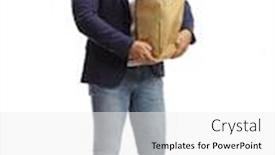  Presentation with grocery bag - PPT theme having full-length-portrait background and a white colored foreground