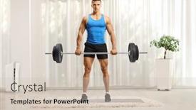  Presentation with lifting weights - Slides consisting of full-length-portrait background and a soft green colored foreground