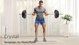  Presentation with lifting weights - Amazing slide deck having full-length-portrait backdrop and a soft green colored foreground