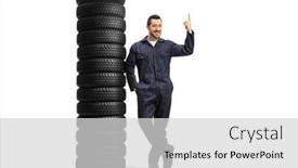  Presentation with tires - Presentation design with full-length-portrait background and a light gray colored foreground