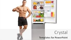  Presentation with white healthy food - Audience pleasing slides consisting of full-length-portrait backdrop and a light gray colored foreground