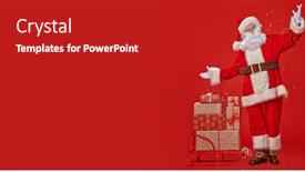  Presentation with santa sleigh - Audience pleasing PPT theme consisting of full-length-portrait backdrop and a crimson colored foreground