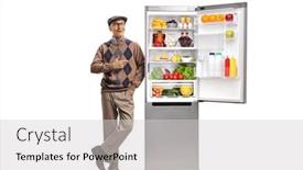  Presentation with fridge - Slide deck enhanced with full-length-portrait background and a light gray colored foreground