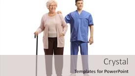  Presentation with male nurse - Beautiful PPT theme featuring full-length-portrait backdrop and a light gray colored foreground