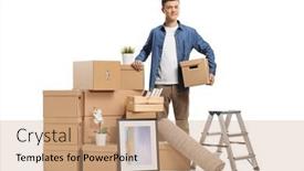  Presentation with cardboard - Theme consisting of full-length-portrait background and a coral colored foreground