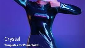  Presentation with girl model - Slide deck consisting of full-length-portrait background and a royal blue colored foreground