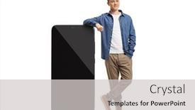  Presentation with lens flare on white - Presentation theme featuring full-length-portrait background and a light gray colored foreground