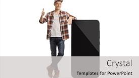  Presentation with full length portrait two men women brown sweater - Presentation theme consisting of full-length-portrait background and a light gray colored foreground