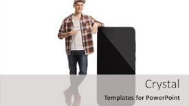  Presentation with lens flare on white - Presentation design consisting of full-length-portrait background and a light gray colored foreground