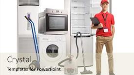  Presentation with home appliances - Slide set enhanced with full-length-portrait background and a soft green colored foreground