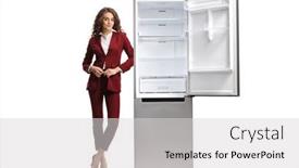  Presentation with fridge - PPT theme with full-length-portrait background and a light gray colored foreground