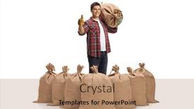  Presentation with full length portrait two men women brown sweater - Amazing slides having full-length-portrait backdrop and a coral colored foreground