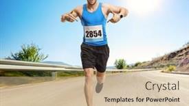  Presentation with marathon man - Amazing slide set having full-length-portrait backdrop and a soft green colored foreground