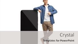  Presentation with smartphone - Amazing presentation design having full-length-portrait backdrop and a light gray colored foreground