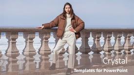  Presentation with trousers - Presentation design consisting of full-length-portrait background and a gray colored foreground