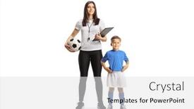  Presentation with football coach - PPT theme having full-length-portrait background and a light gray colored foreground