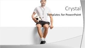  Presentation with football coach - Presentation design with full-length-portrait background and a white colored foreground