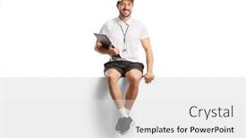  Presentation with sports coach - Slide deck consisting of full-length-portrait background and a white colored foreground