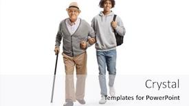  Presentation with helping man - PPT theme with full-length-portrait background and a white colored foreground