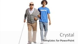  Presentation with helping man - Presentation theme featuring full-length-portrait background and a white colored foreground