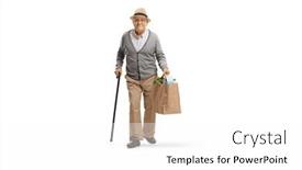  Presentation with grocery bag - Presentation having full-length-portrait background and a white colored foreground