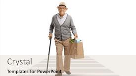  Presentation with pedestrian crossing - Slide deck with full-length-portrait background and a soft green colored foreground