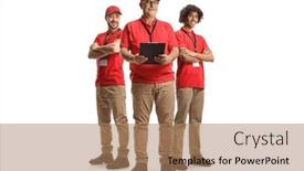  Presentation with team - Presentation theme consisting of full-length-portrait background and a  colored foreground