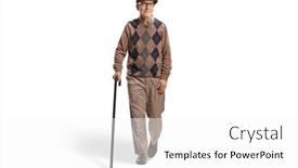  Presentation with cane - PPT theme featuring full-length-portrait background and a white colored foreground