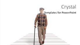  Presentation with pedestrian - Presentation design featuring full-length-portrait background and a white colored foreground