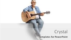  Presentation with acoustic - PPT theme having full-length-portrait background and a white colored foreground